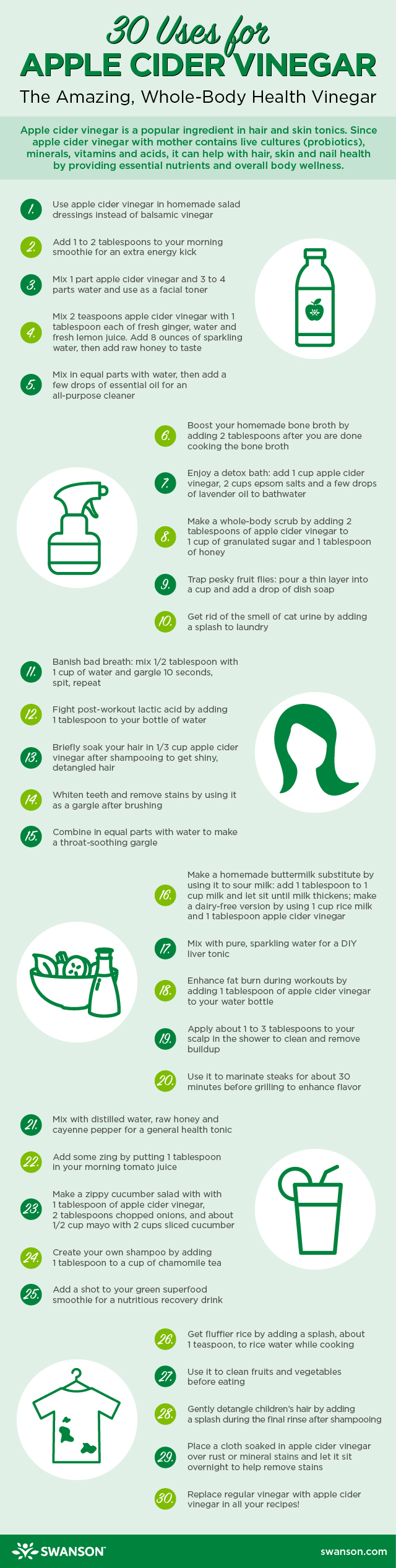 Apple Cider Vinegar Uses Infographic by Swanson Health