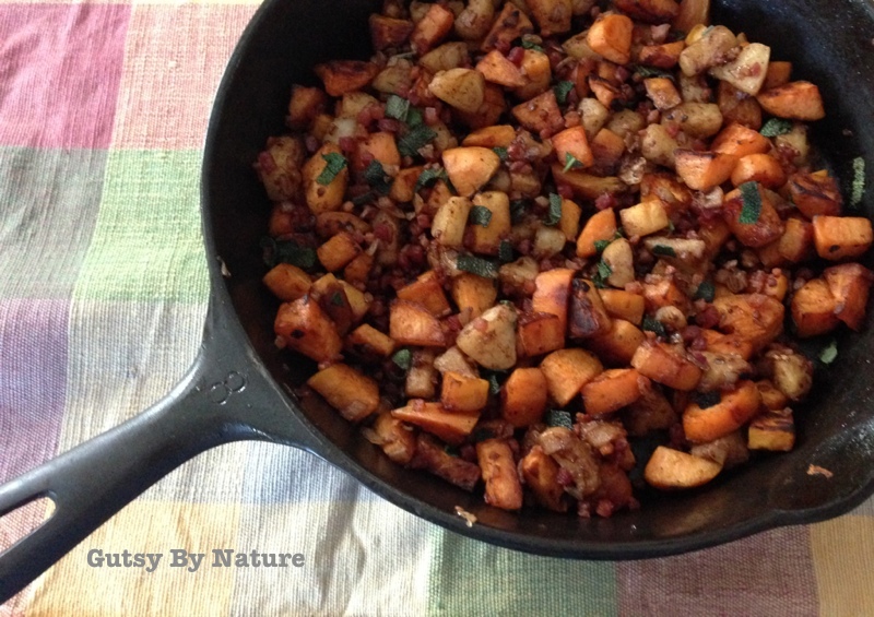 Sweet Potato, Apple and Pancetta Hash