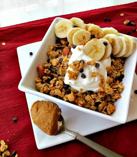 Peanut Butter Chocolate Chip Banana Granola